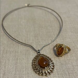 Vintage Sarah Coventry Pendant Necklace and Vintage Ring (Size 8)